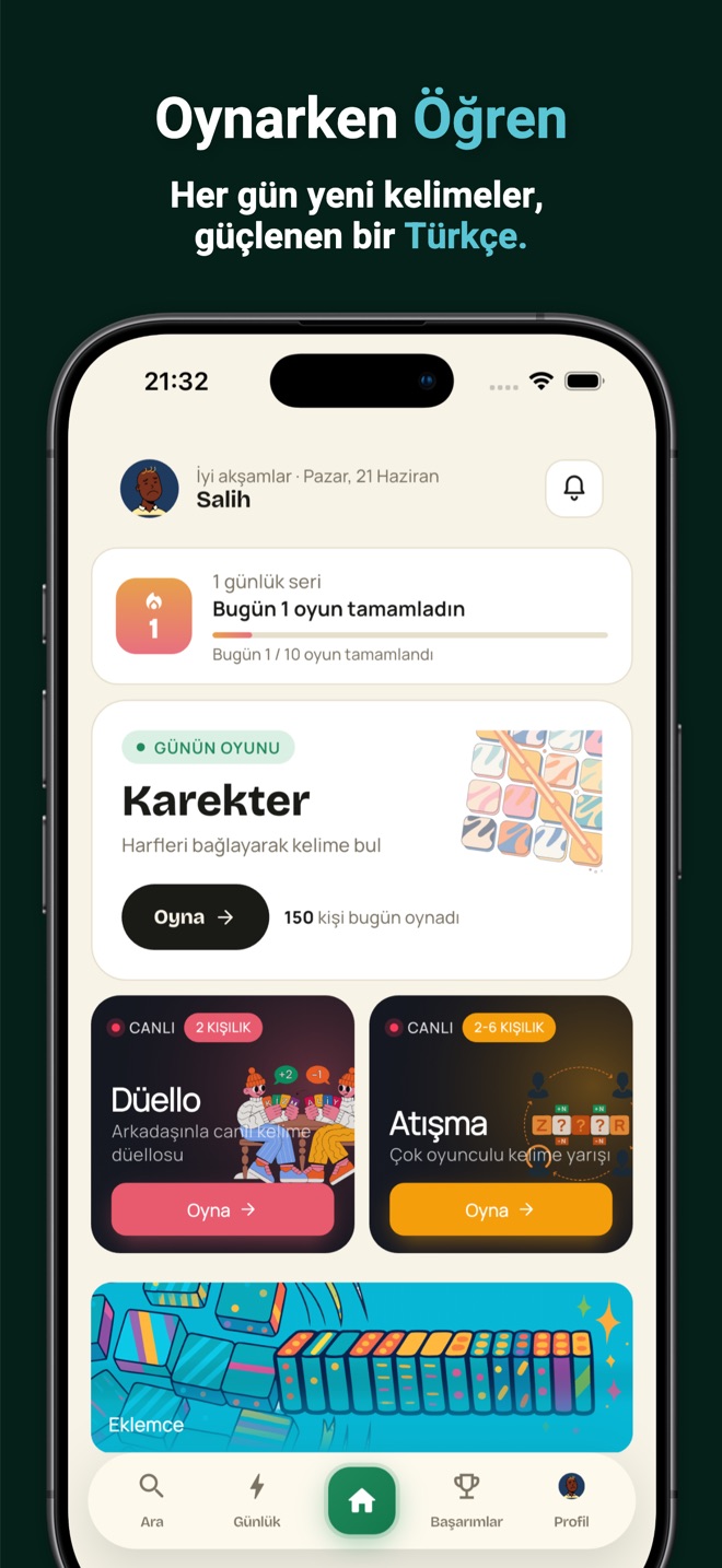 Kelimely mobil uygulaması ekran görüntüsü
